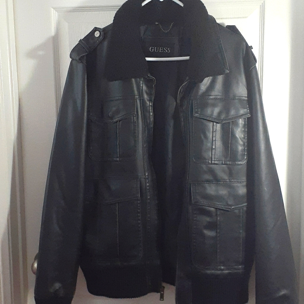 GUESS BLACK LEATHER JACKET